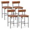 Costway 26" Upholstered Bar Stools Set of 4 with Padded Cushion & Backrest Footrest Brown/Gray